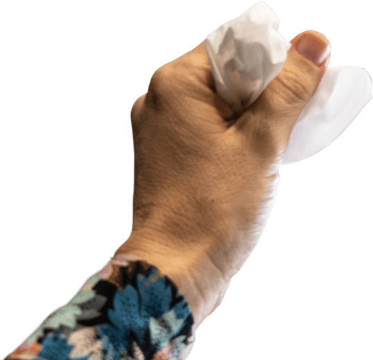 Hand with tissue